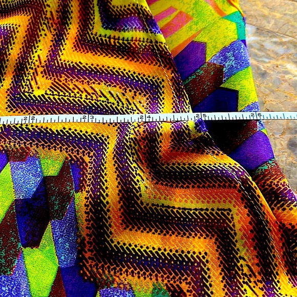 🌈EUC LE ElliottLauren BohemianStyleFabulousColors. SheerPuffySleevesCurved Hem - Picture 10 of 11